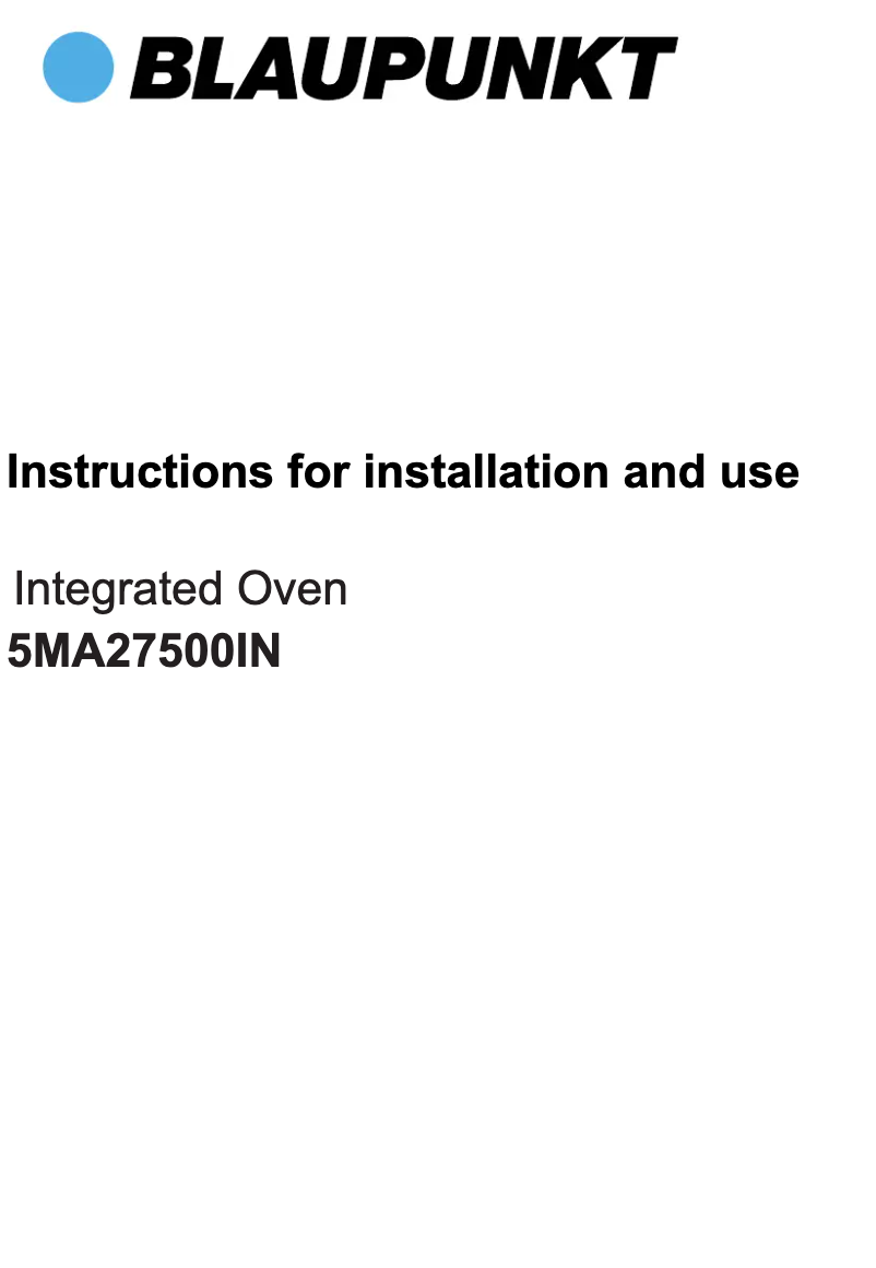 Page 1 of the manual User Manual Blaupunkt 5MA27500IN