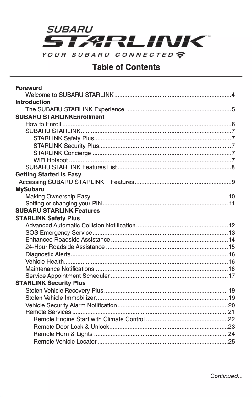 Imagen de la primera página del manual del dispositivo Forester (2020)