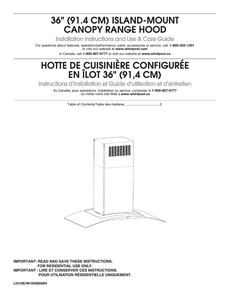 Page 1 of the manual Installation Guide KitchenAid UXI6536BSS
