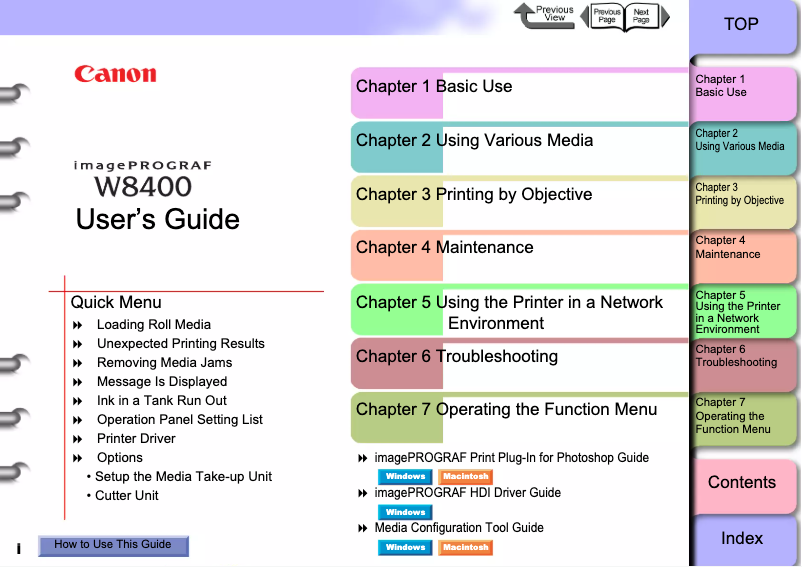 Page n°1 - Manuel utilisateur Canon W8400Pg