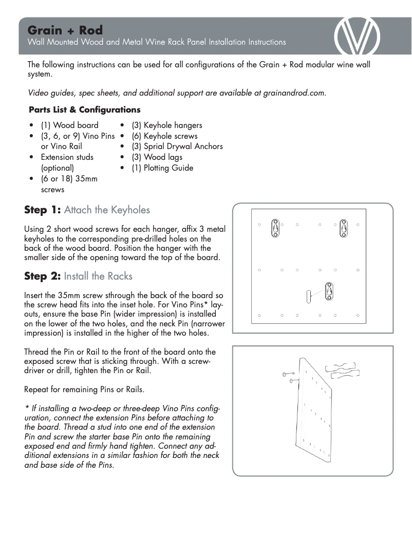 Page n°1 - Guide d'installation VintageView GNR-VP2K