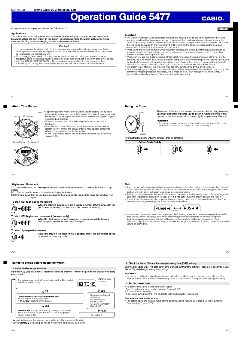 Image de la première page du manuel de l'appareil G-Shock GN-1000