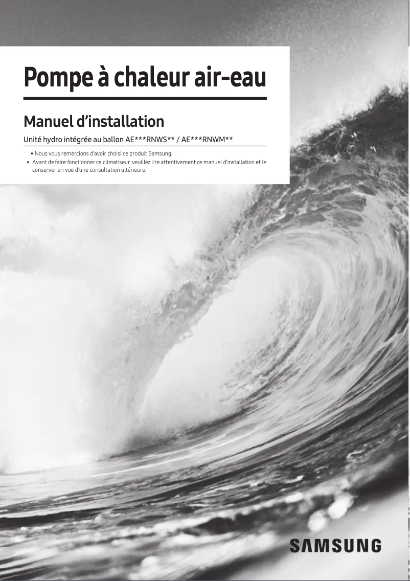 Page n°1 - Guide d'installation Samsung AE260RNWSGG