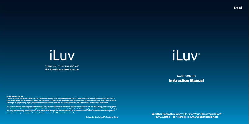 Page n°1 - Manuel utilisateur iLuv IMM183