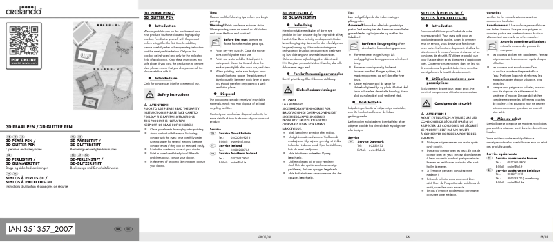 Page n°1 - Manuel utilisateur Crelando IAN 351357