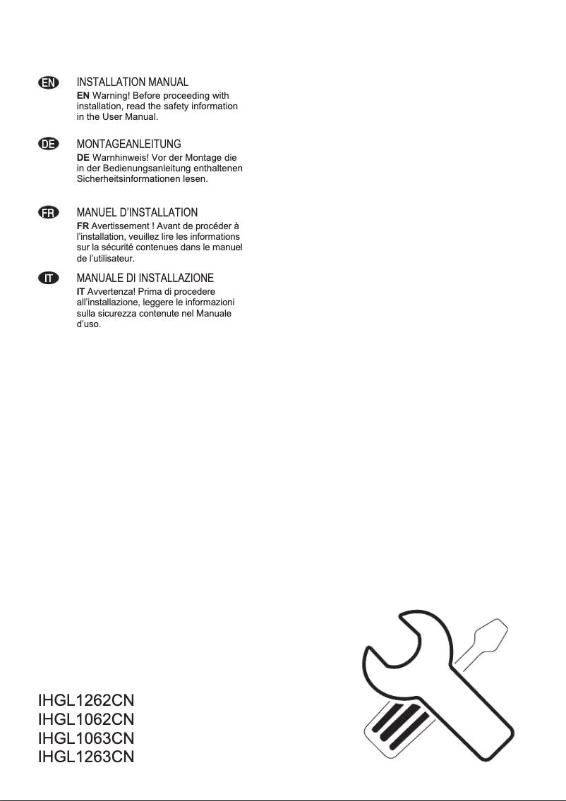 Page 1 de la notice Guide d'installation Electrolux IHGL1263CN
