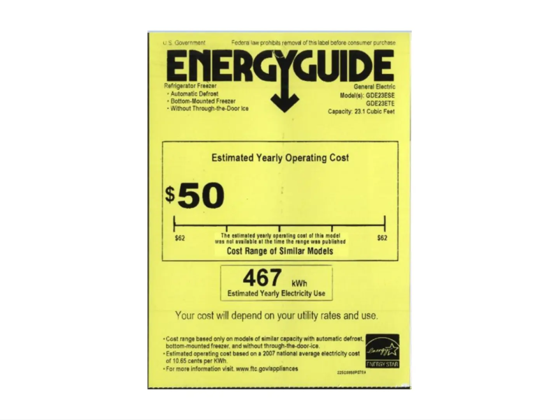 Página 1 del manual Etiqueta energética GE GDE23ETEBB