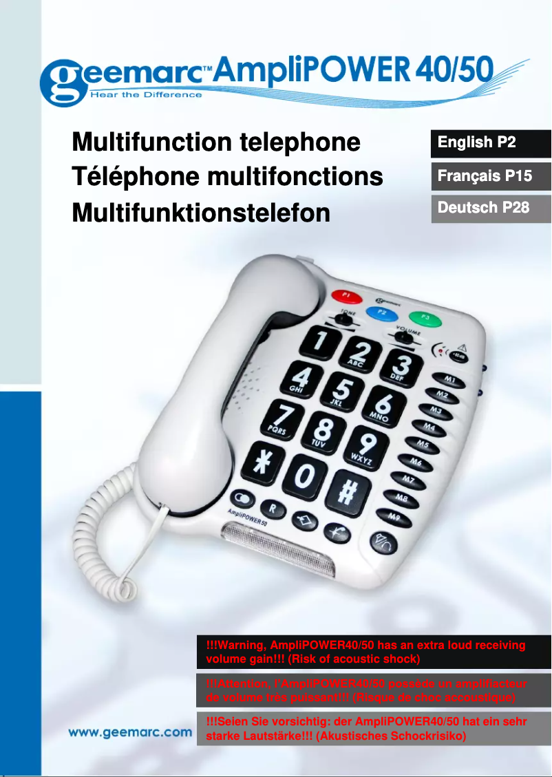 Page 1 of the manual User Manual Geemarc AMPLIPOWER 40