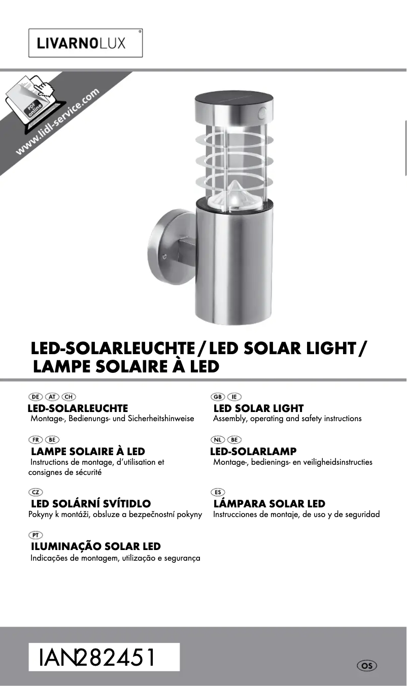 Page 1 de la notice Manuel utilisateur Livarno Lux IAN 282451