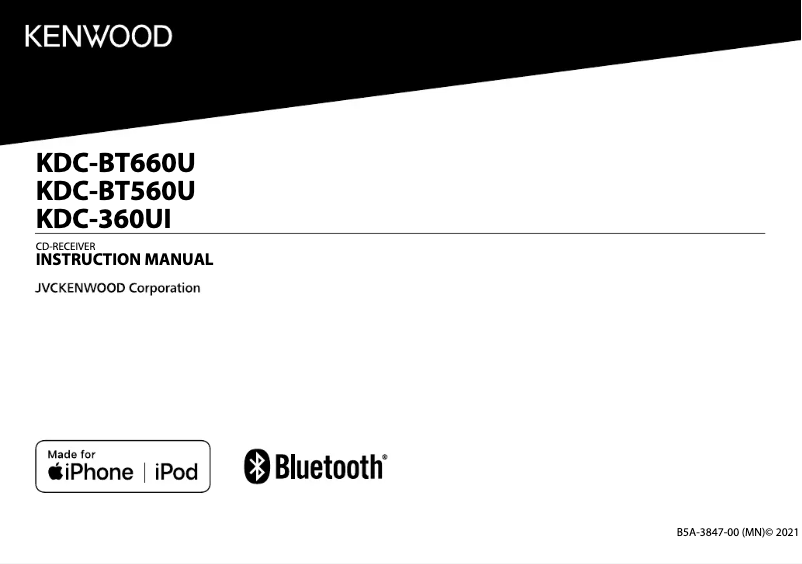 Page 1 de la notice Manuel utilisateur Kenwood KDC-BT560U