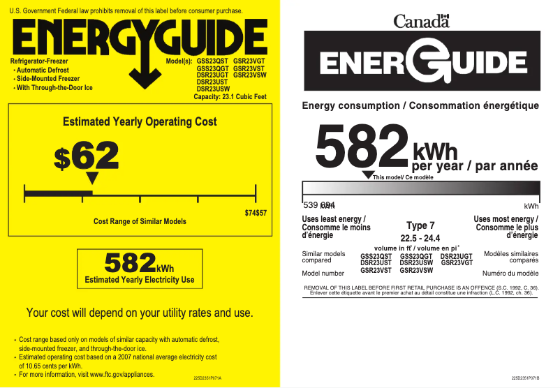 Página 1 del manual Etiqueta energética GE GSS23QGTWW