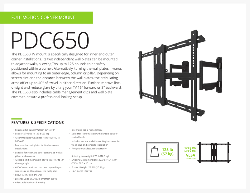 Página 1 del manual Ficha técnica Kanto PDC650