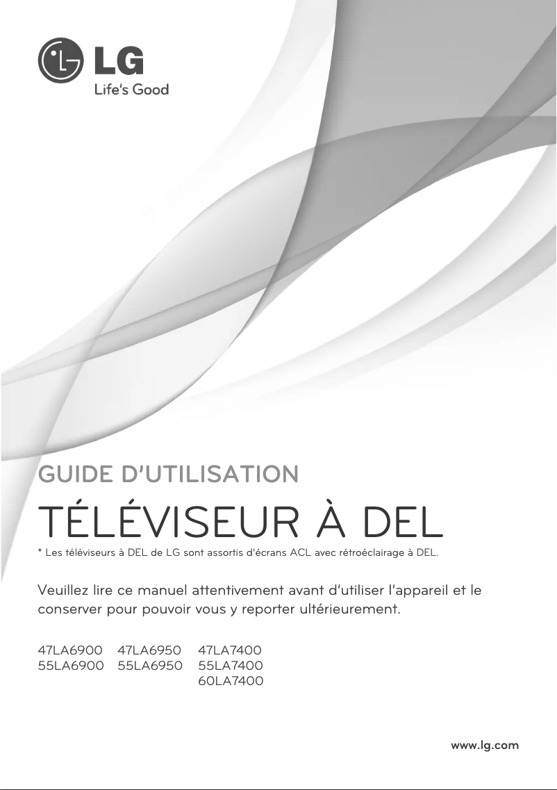 Page 1 de la notice Manuel utilisateur LG 60LA7400