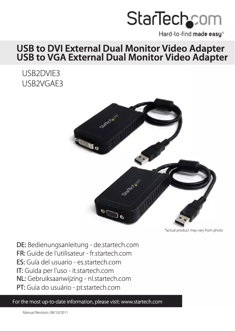 Page 1 de la notice Manuel utilisateur StarTech.com USB2DVIE3