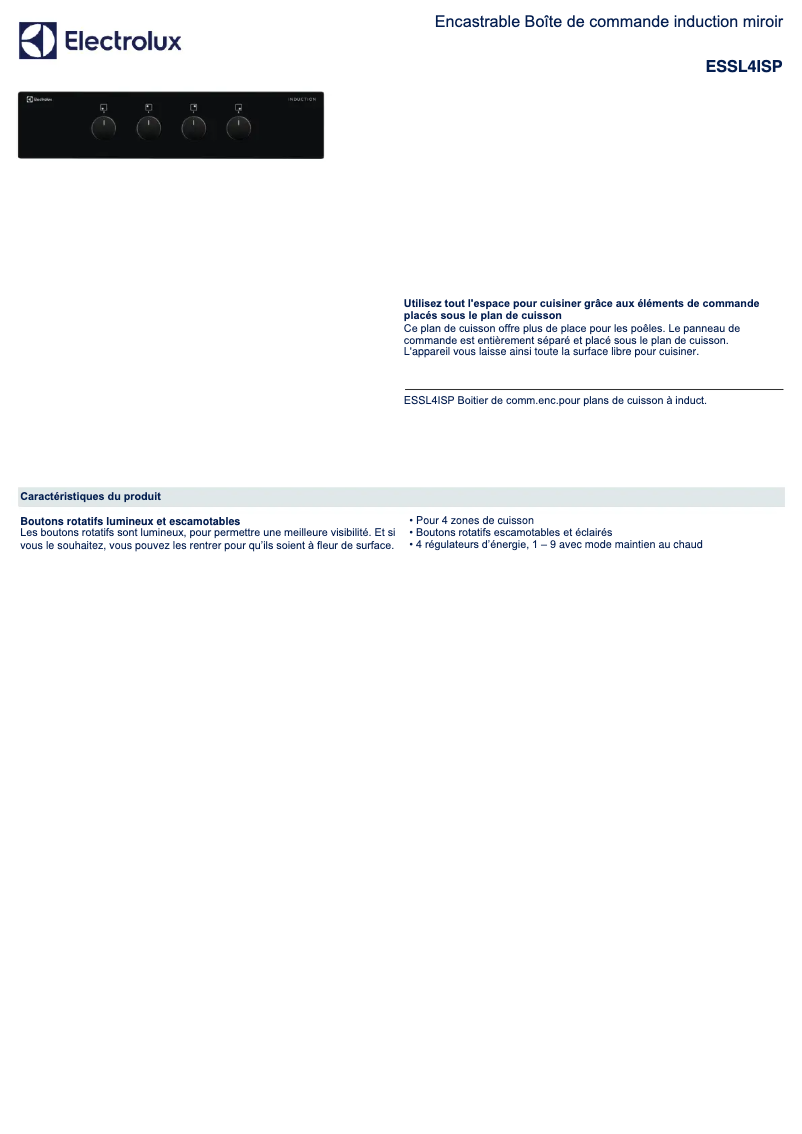 Page n°1 - Fiche technique Electrolux ESSL4ISP