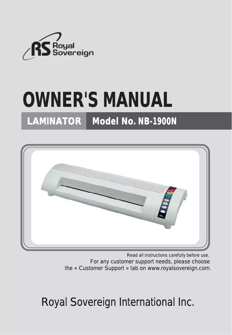 Image de la première page du manuel de l'appareil NB-1900N