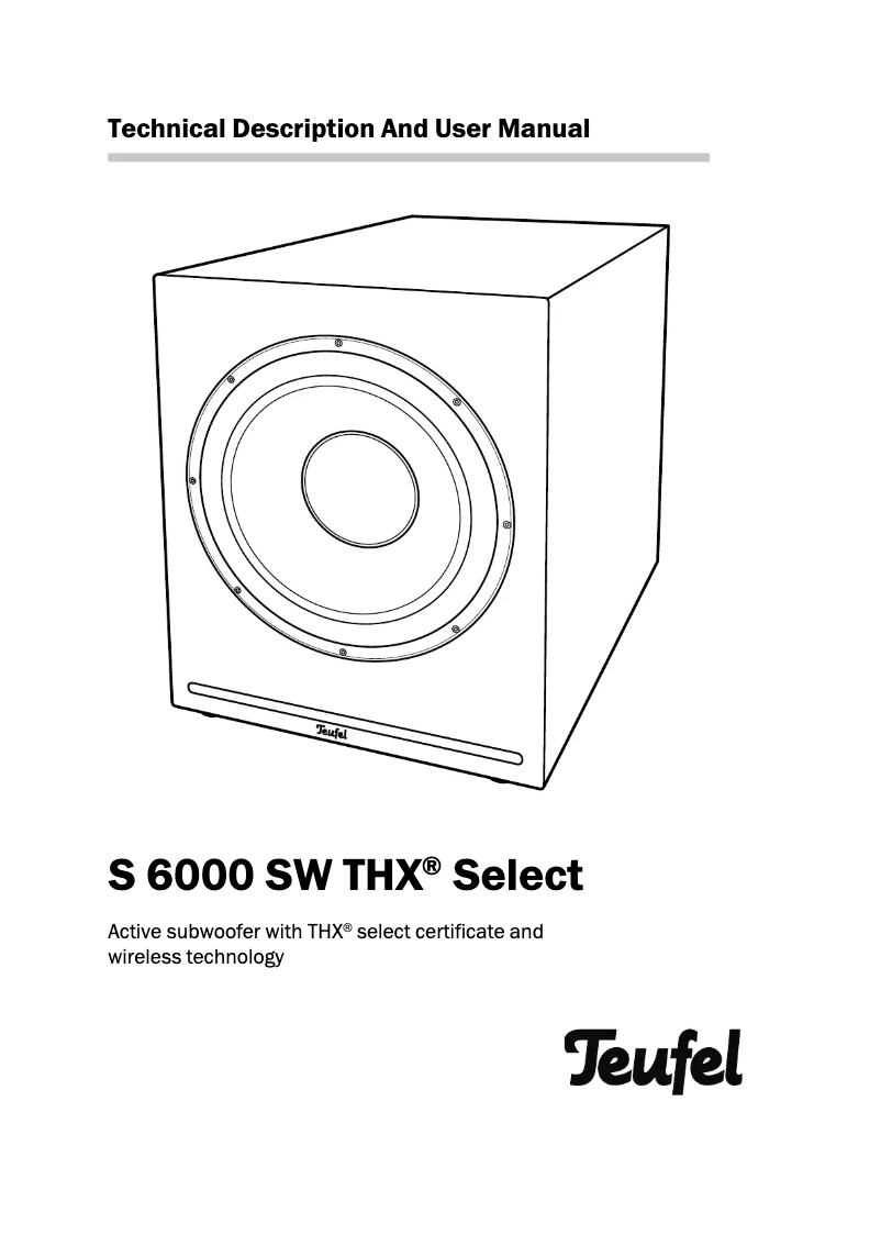 Page 1 de la notice Manuel utilisateur Teufel S 6000 SW THX Select