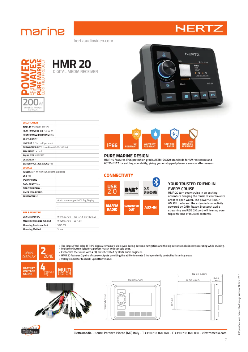 Page 1 de la notice Fiche technique Hertz HMR 20