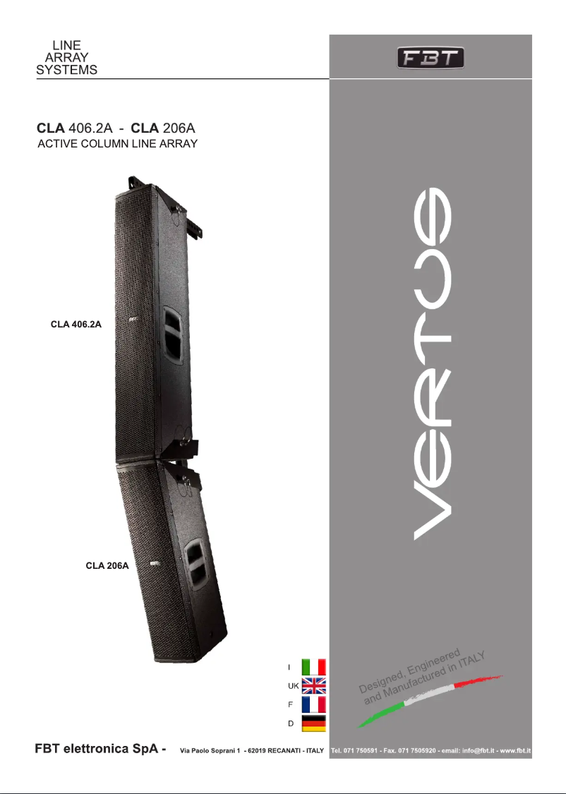 Page n°1 - Manuel utilisateur FBT Vertus CLA 406.2 A