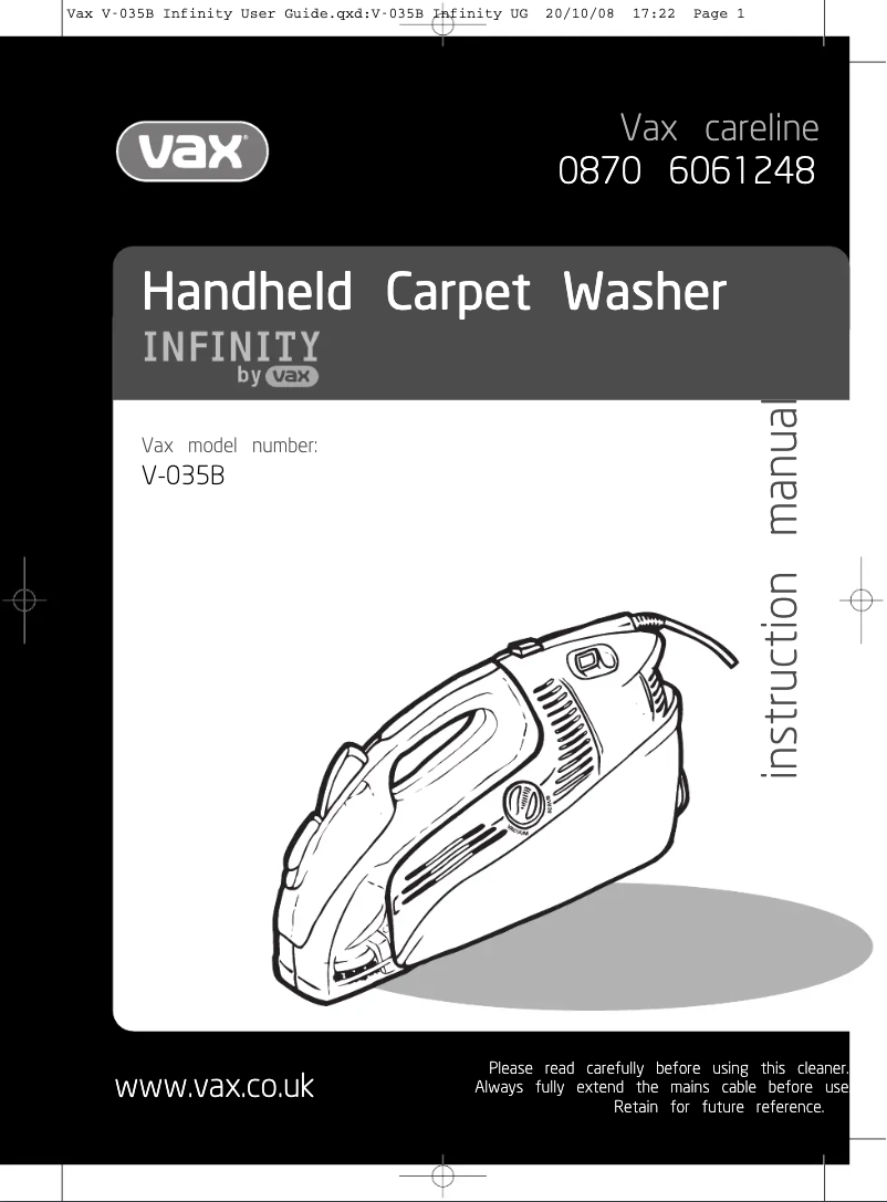 Página 1 del manual Manual de usuario Vax Spot Scrubber V-035