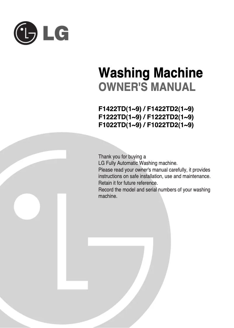 Página 1 del manual Manual de usuario LG F1222TD2