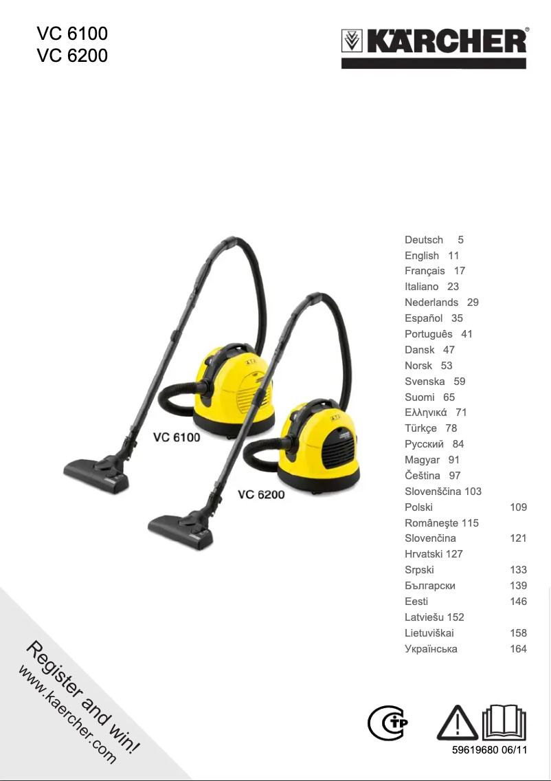 Page n°1 - Manuel utilisateur Kärcher VC 6200