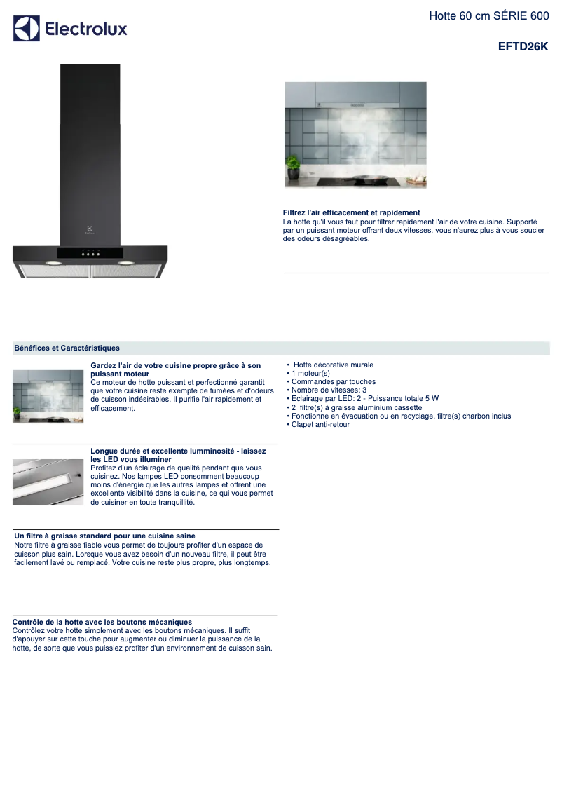 Image de la première page du manuel de l'appareil EFTD26K
