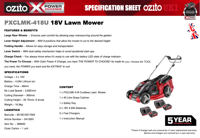 Image de la première page du manuel de l'appareil PXCLMK-418U