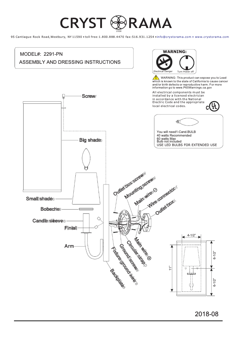 Image de la première page du manuel de l'appareil Culver 2291-PN
