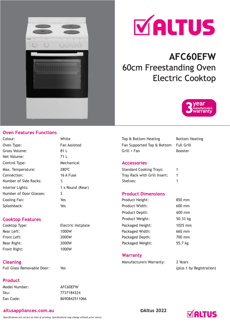 Image de la première page du manuel de l'appareil AFC60EFW