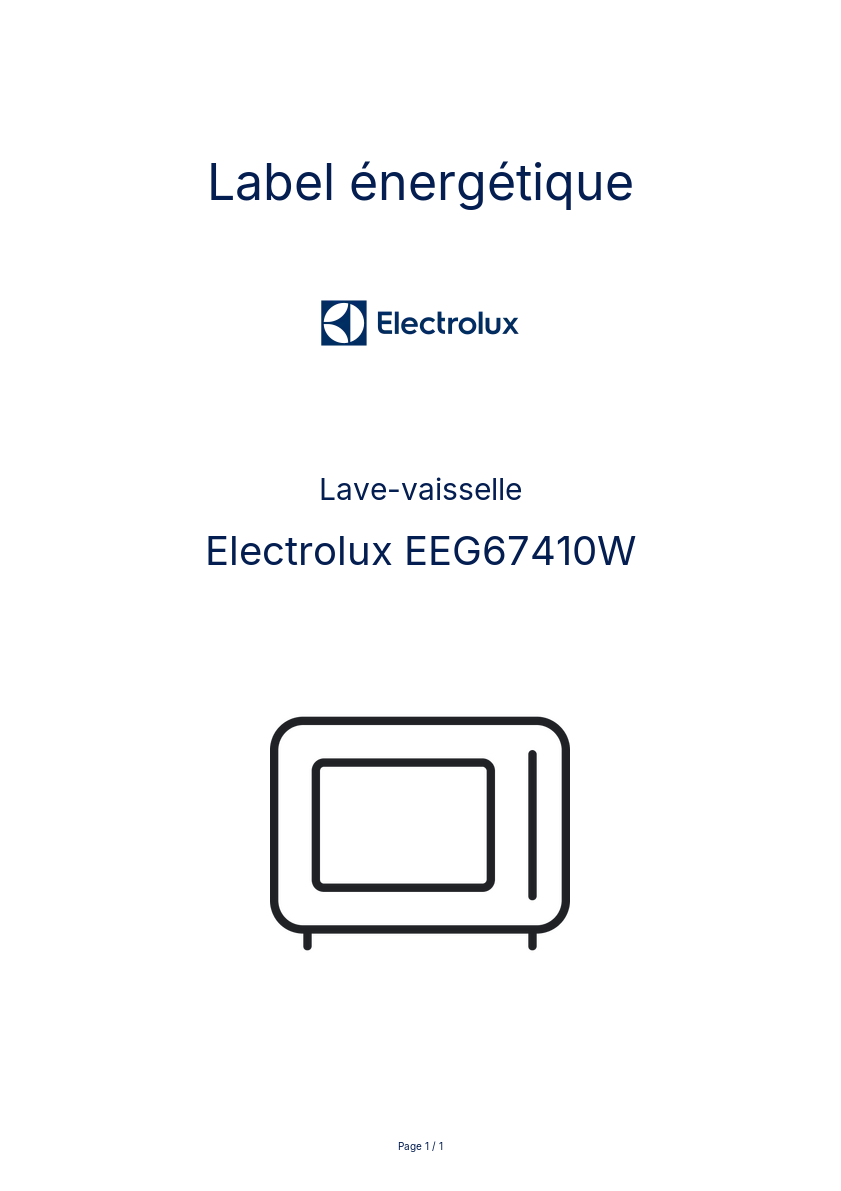 Page n°1 - Label énergétique Electrolux EEG67410W