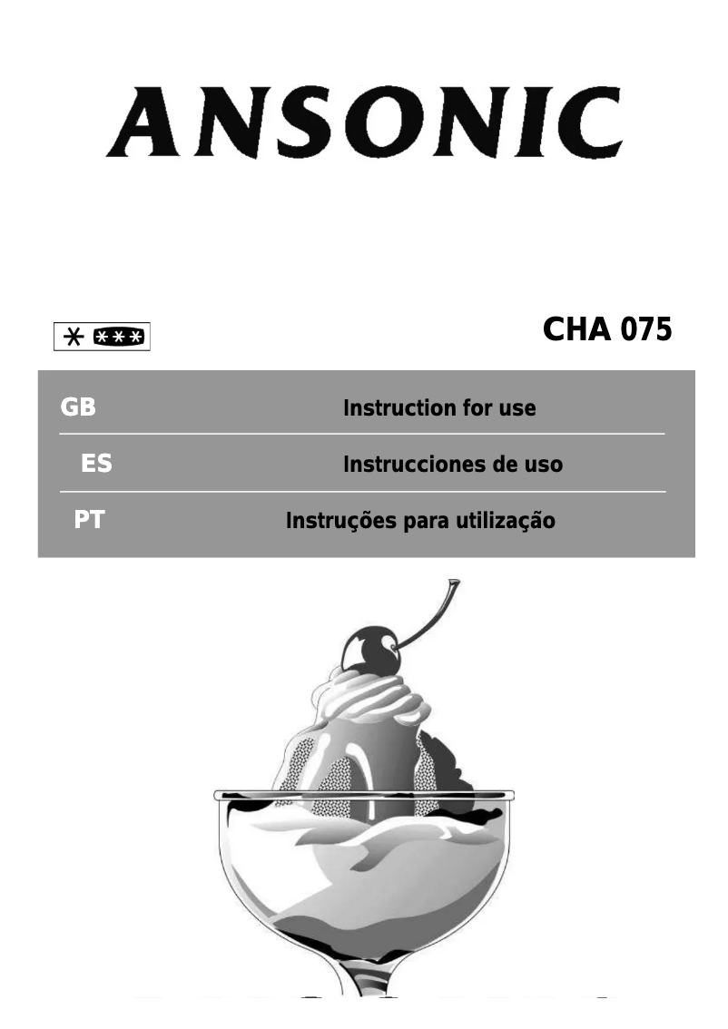 Page n°1 - Manuel utilisateur Ansonic CHA 075
