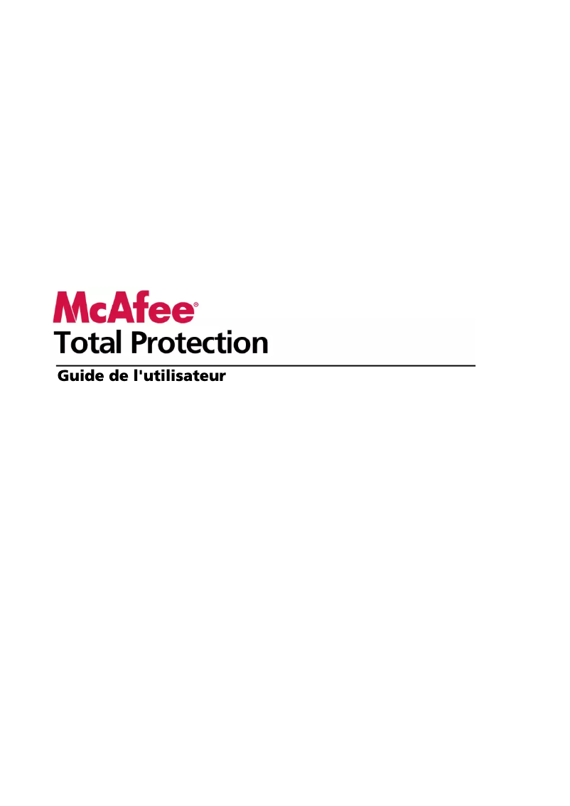 Page n°1 - Manuel utilisateur McAfee Total Protection 2009