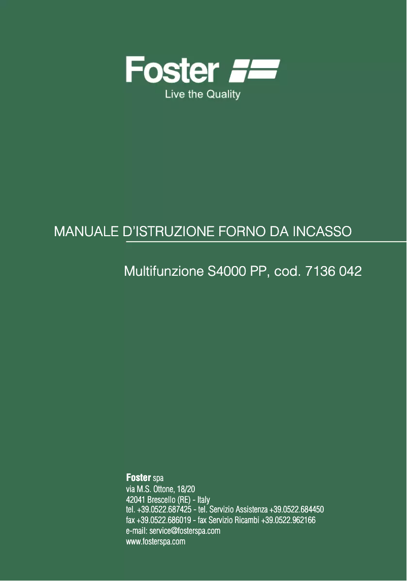 Page n°1 - Manuel utilisateur Foster 7136 042