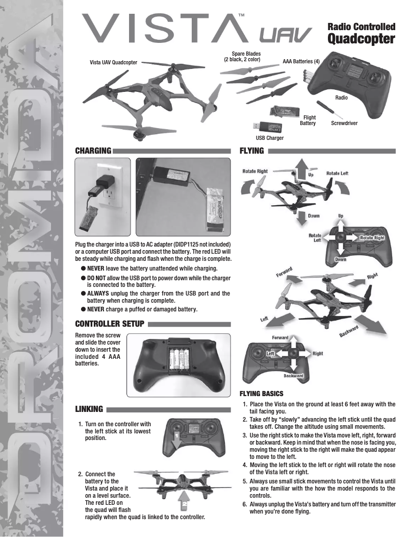 Page 1 de la notice Manuel utilisateur Dromida Vista UAV