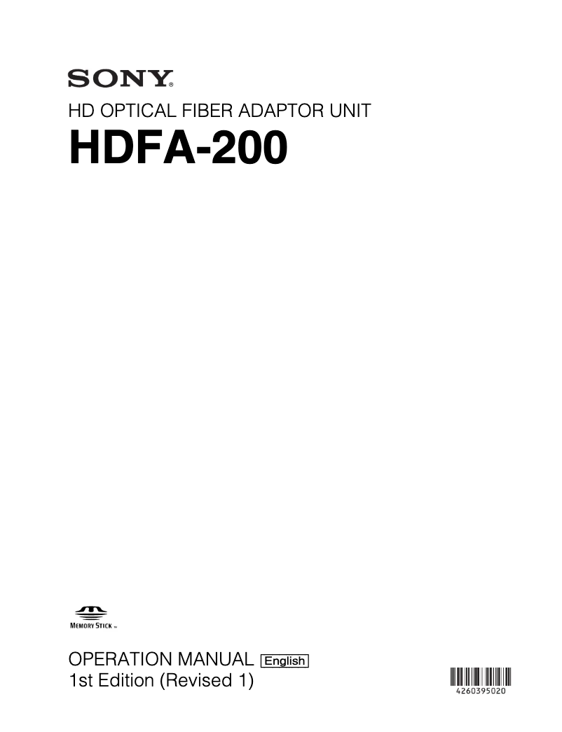 Page n°1 - Manuel utilisateur Sony HDFA-200