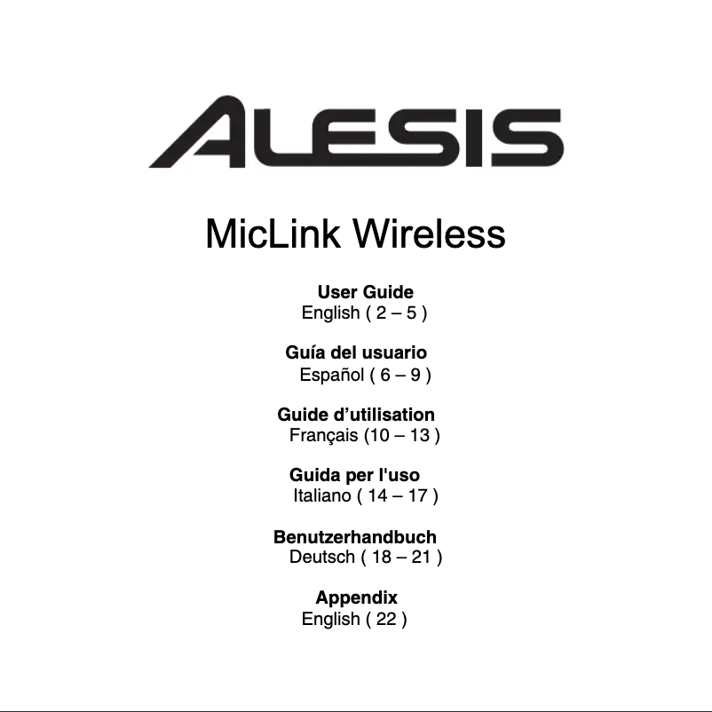 Image de la première page du manuel de l'appareil MicLink Wireless