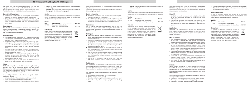 Image de la première page du manuel de l'appareil TG V96
