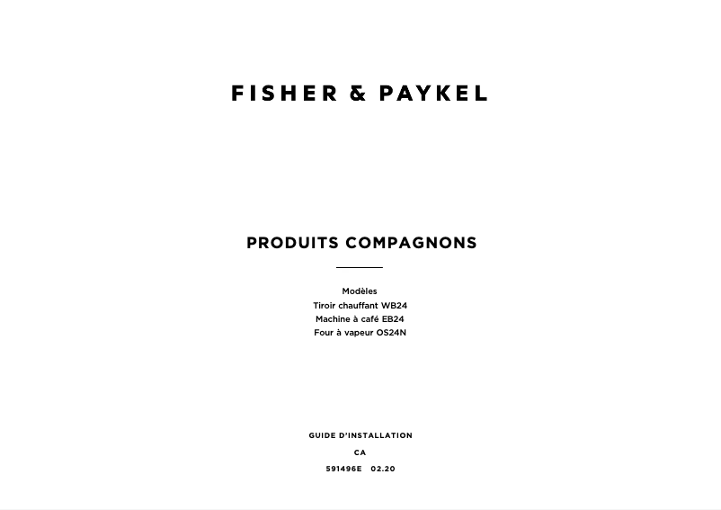 Page 1 de la notice Guide d'installation Fisher & Paykel OS24NDBB1