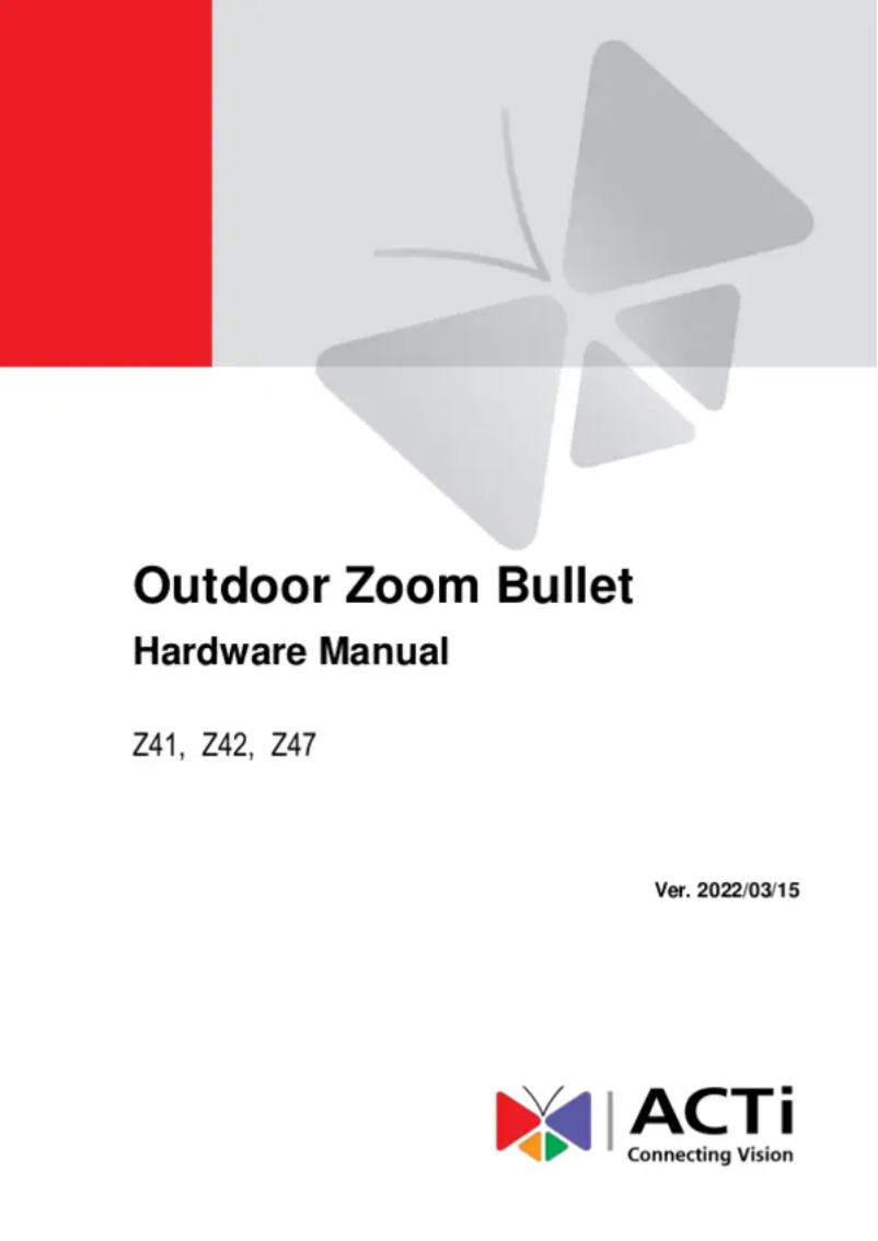 Page 1 de la notice Manuel utilisateur ACTi Z42