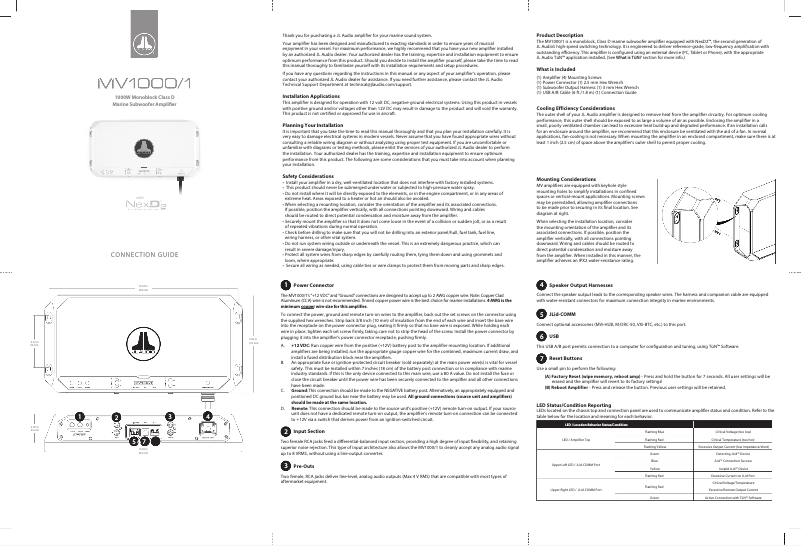 Image de la première page du manuel de l'appareil MV1000/1