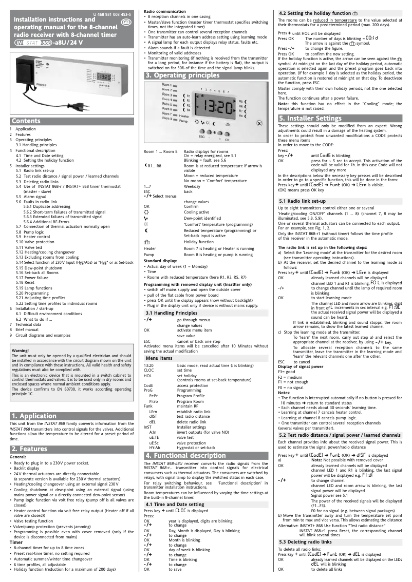 Page n°1 - Manuel utilisateur Eberle Instat 868-a8U