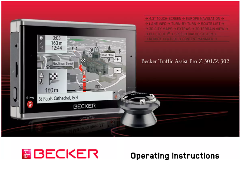Page n°1 - Manuel utilisateur Becker Traffic Assist Pro Z302