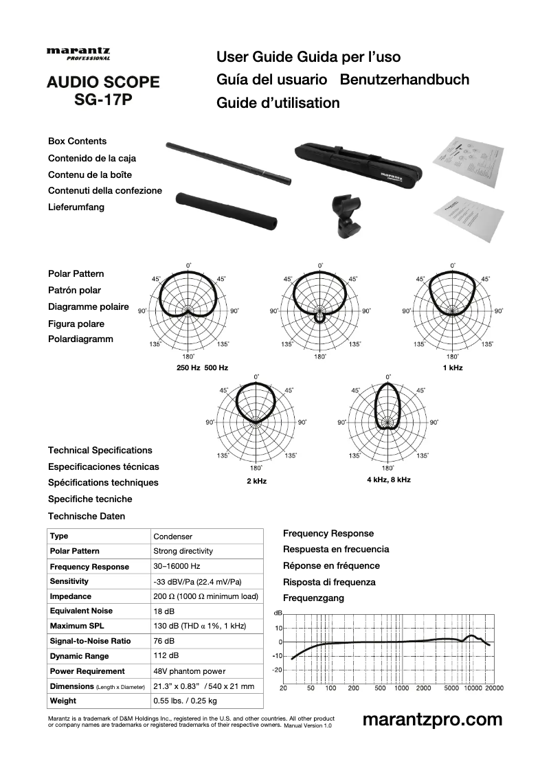 Page 1 de la notice Manuel utilisateur Marantz Audio Scope SG-17P