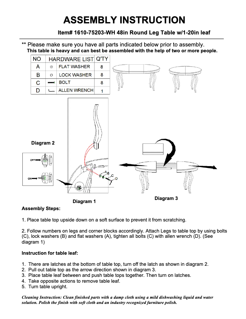 Page n°1 - Manuel utilisateur Hooker 1610-75203-WH
