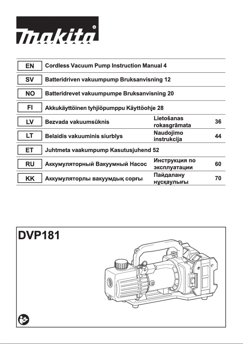 Page n°1 - Manuel utilisateur Makita DVP181