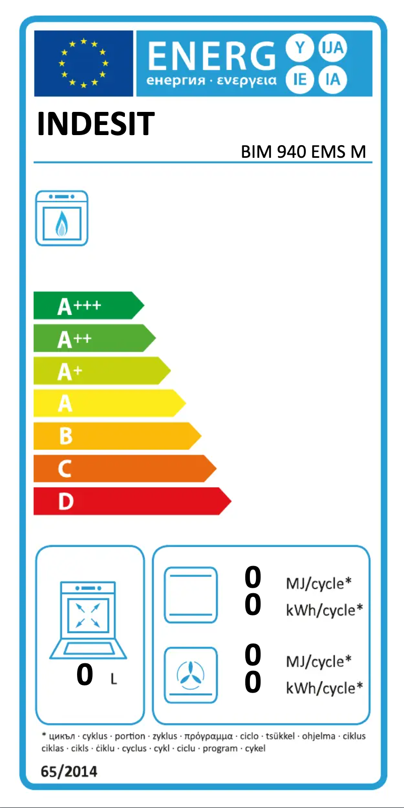 Page 1 de la notice Manuel utilisateur Indesit BIM 940 EMS M
