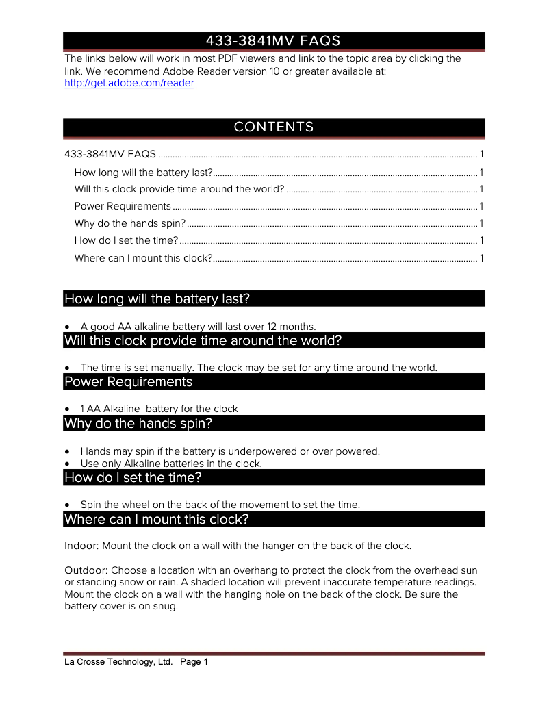 Image de la première page du manuel de l'appareil 433-3841MV