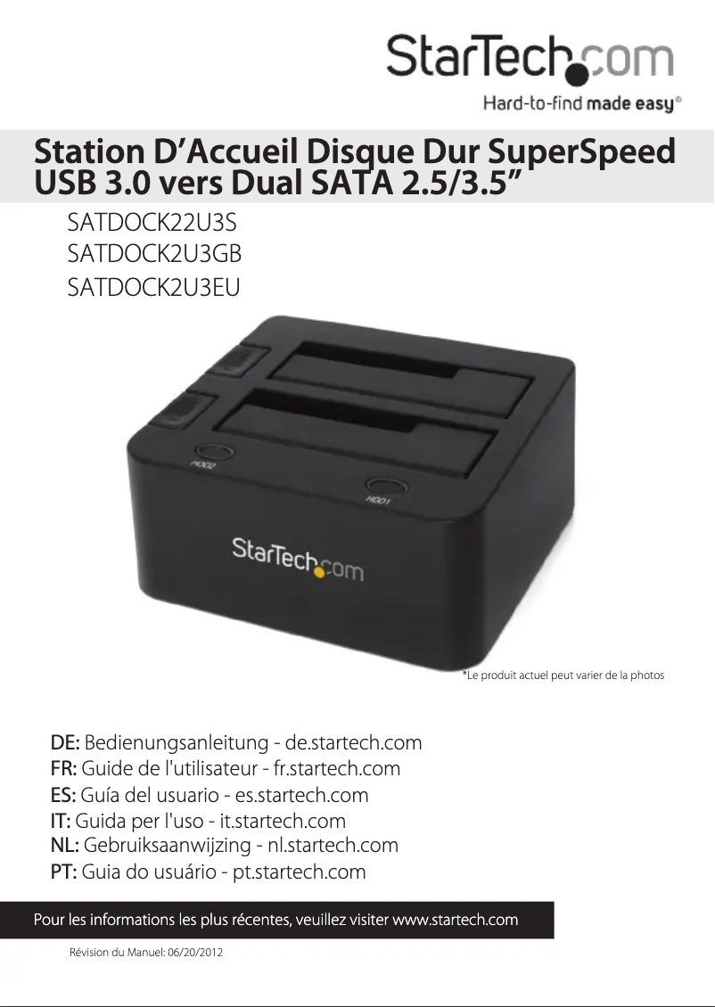 Image de la première page du manuel de l'appareil SATDOCK2U3GB