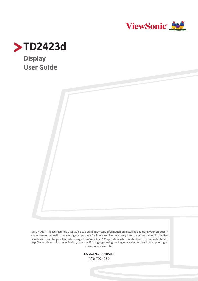 Page 1 de la notice Manuel utilisateur Viewsonic TD2423D